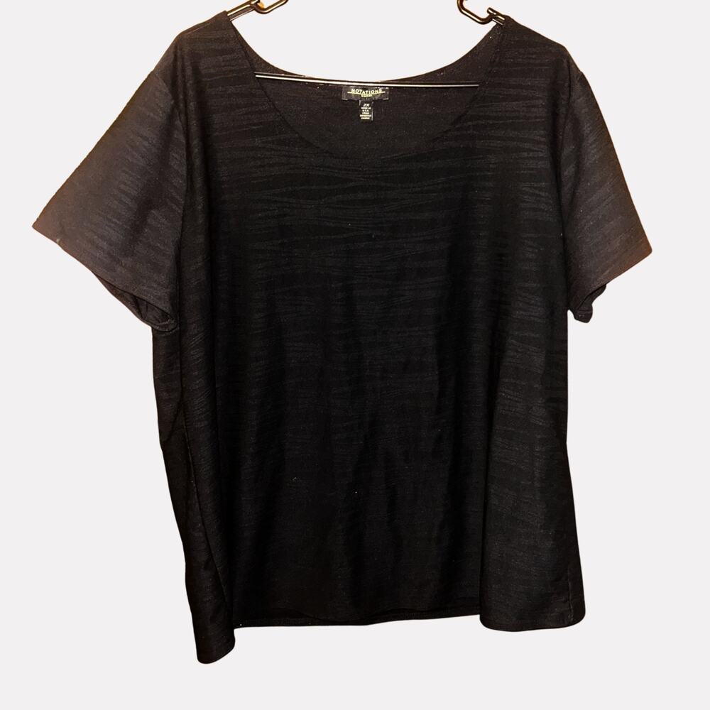 Notions Black T-Shirt Women’s 2X Short Sleeve Basic Casual Tee Solid Top